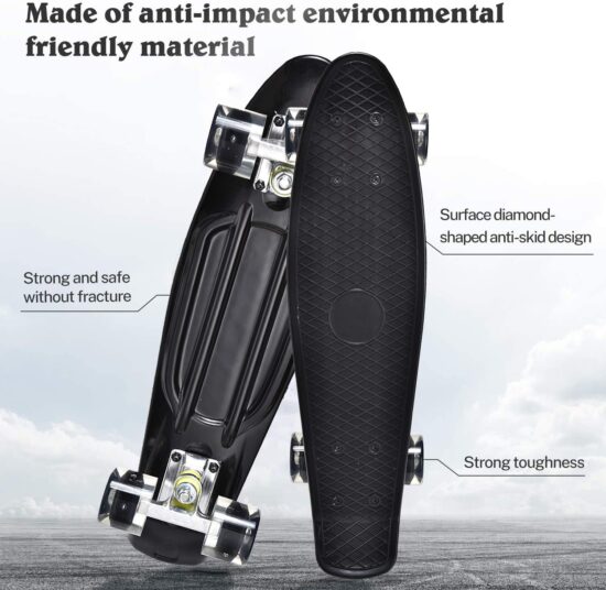 Skateboard Negru copii cu Roti luminoase din silicon