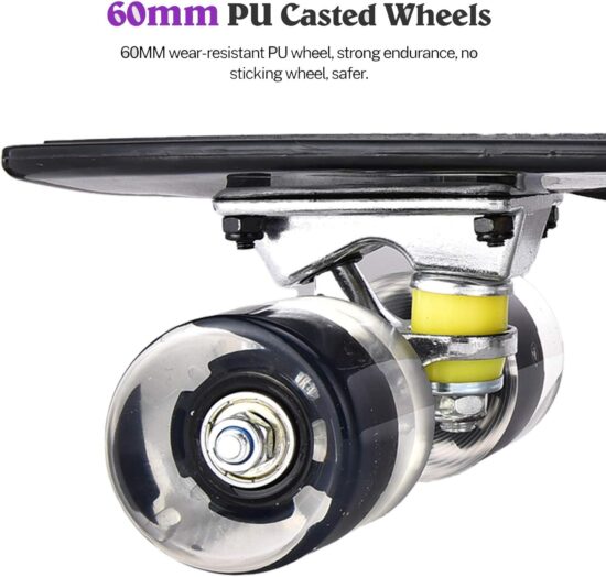 Skateboard Negru copii cu Roti luminoase din silicon