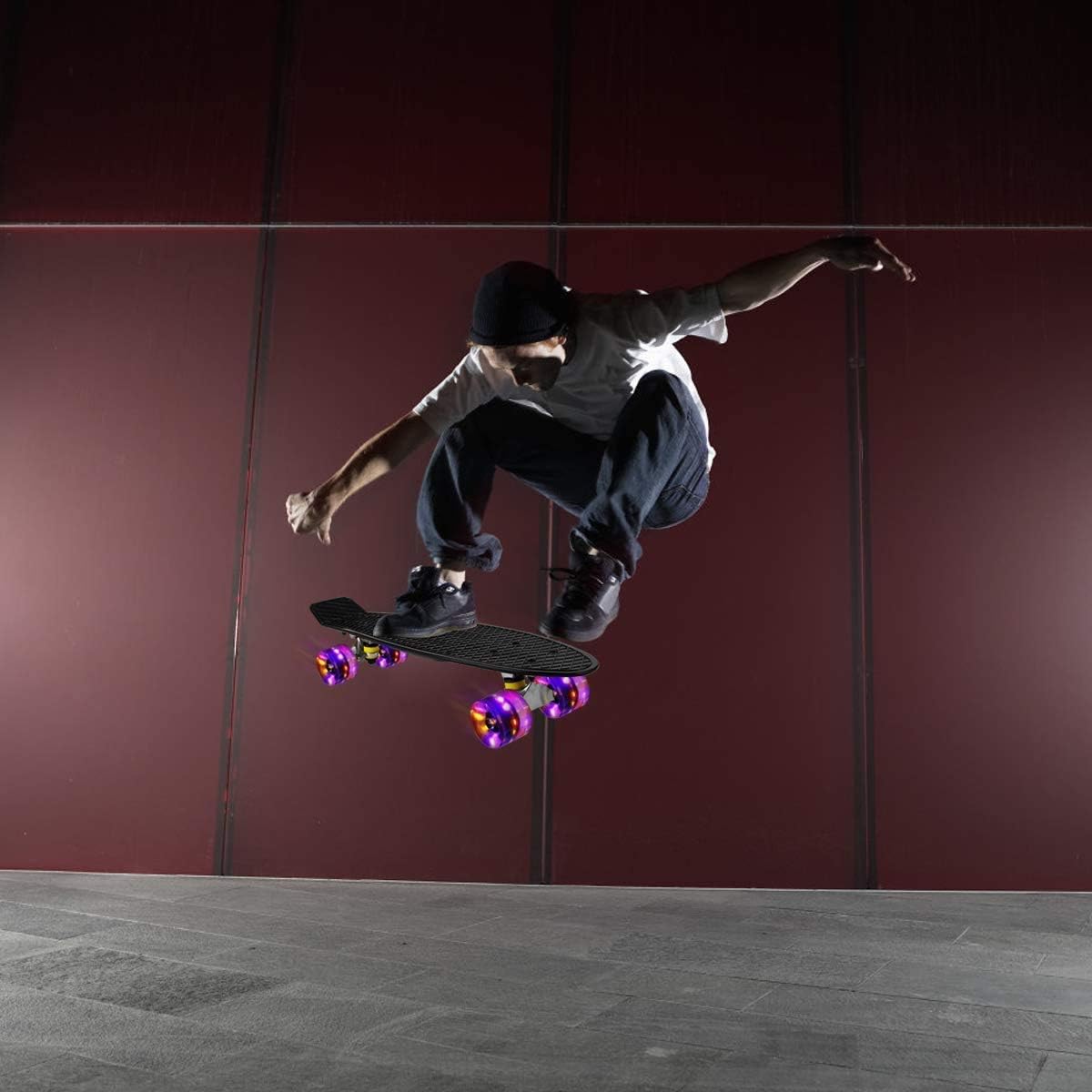 Skateboard Negru copii cu Roti luminoase din silicon