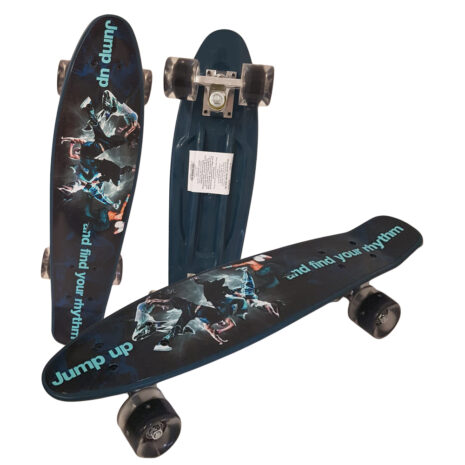 Skateboard Negru cu roti din silicon lumini Pennyboard