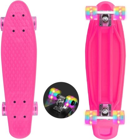 Skateboard Roz copii cu Roti luminoase din silicon