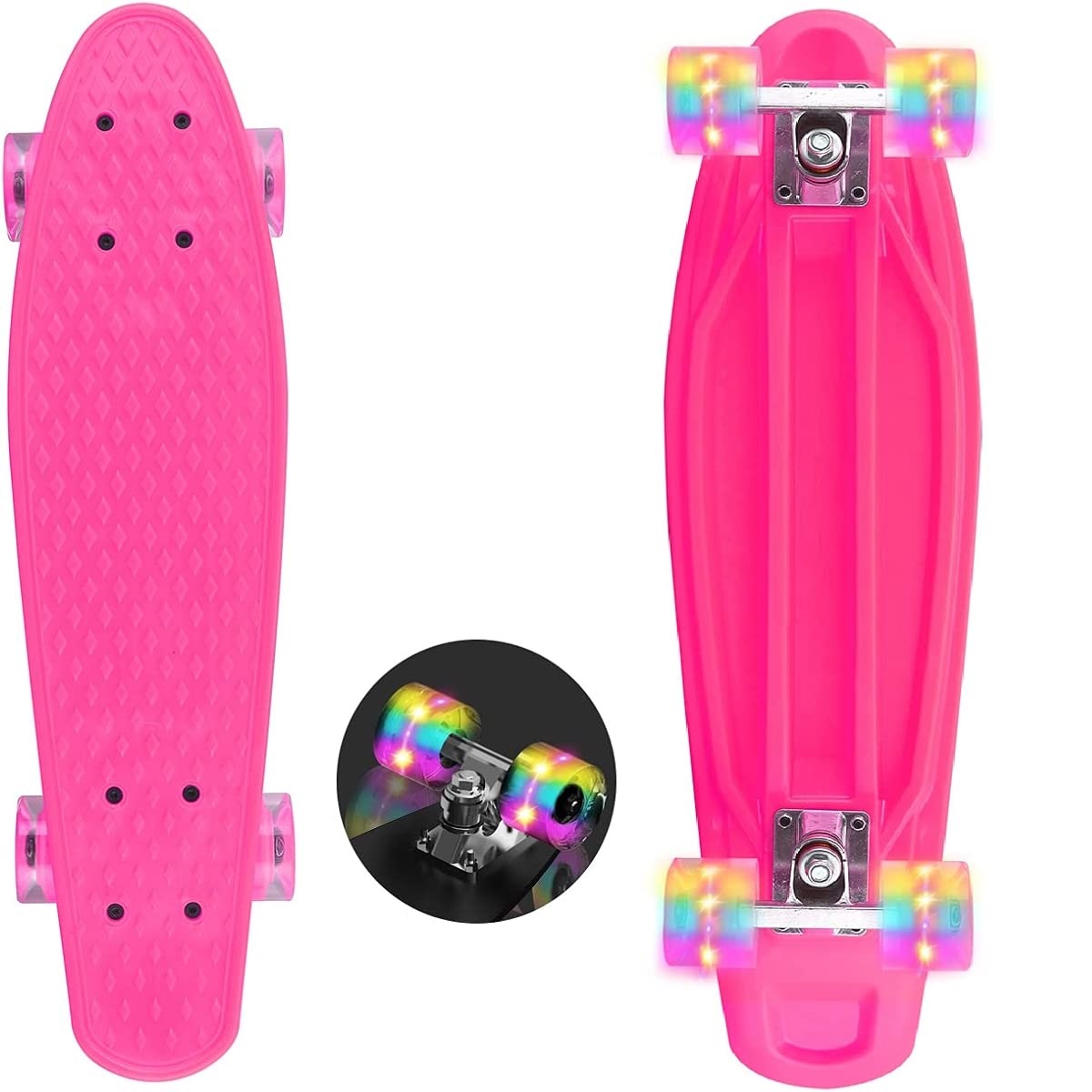 Skateboard Roz copii cu Roti luminoase din silicon