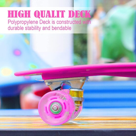 Skateboard Roz copii cu Roti luminoase din silicon