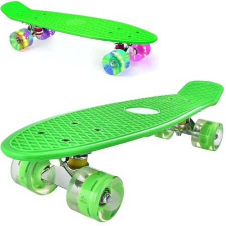 Skateboard Verde copii cu Roti luminoase din silicon