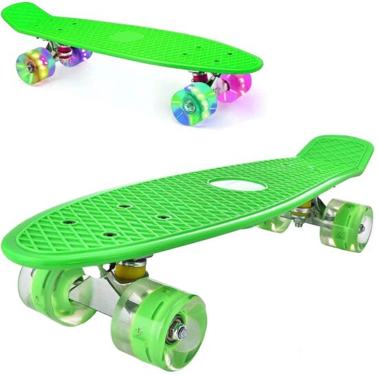 Skateboard Verde copii cu Roti luminoase din silicon
