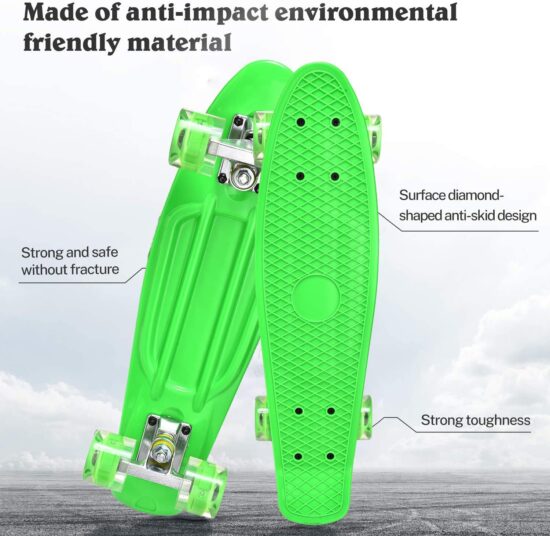 Skateboard Verde copii cu Roti luminoase din silicon