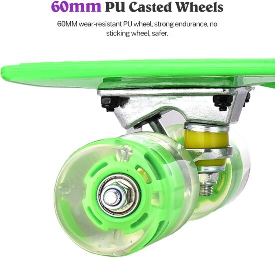 Skateboard Verde copii cu Roti luminoase din silicon