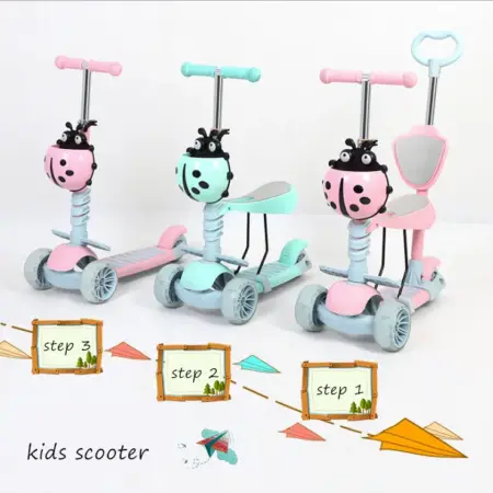 Tricicleta cu pedale, maner de impins si acoperis