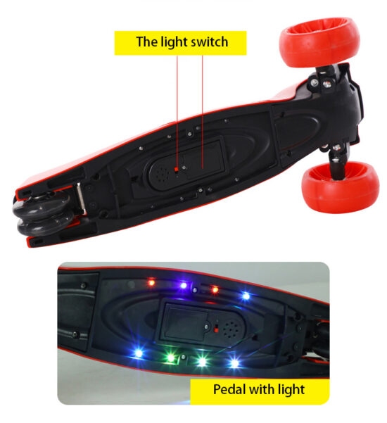 Trotineta 3 roti cu lumini si sunete, pliabila