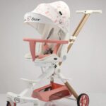 Carucior copii Alb Sport Portabil Pliabil si Reglabil pentru dormit