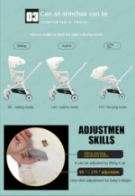 Carucior copii Sport Portabil Pliabil si Reglabil pentru dormit