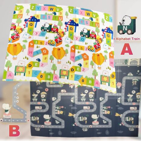 Covor de joaca Animale-Traseu Noapte si Zi pliabil 180x200 cm