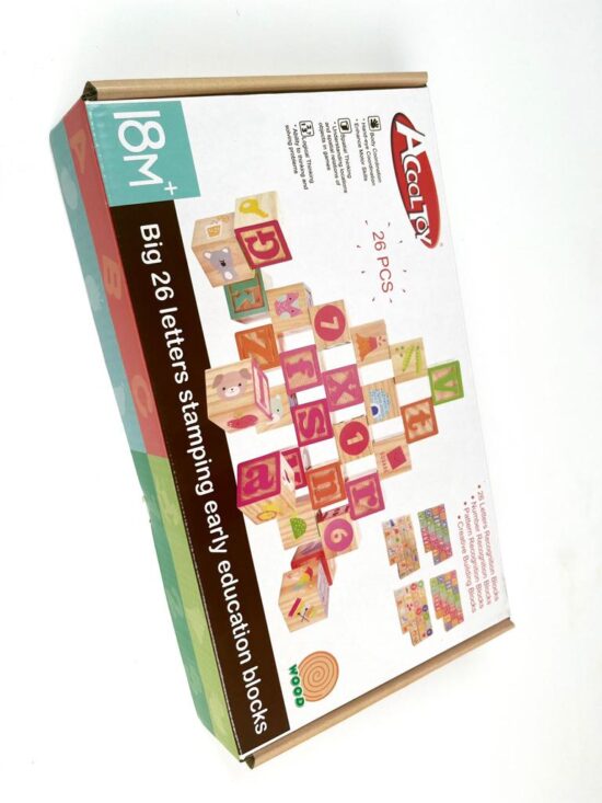 Cuburi educative Set 26 piese Montessori Litere-Cifre ABC