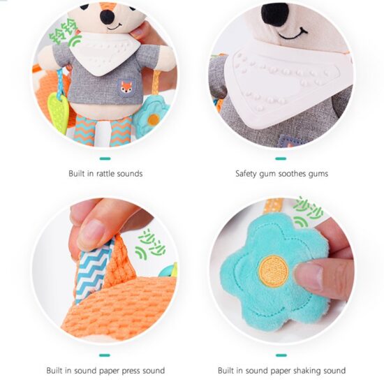 Jucarie dentitie bebelusi Vulpea senzoriala cu texturi diferite