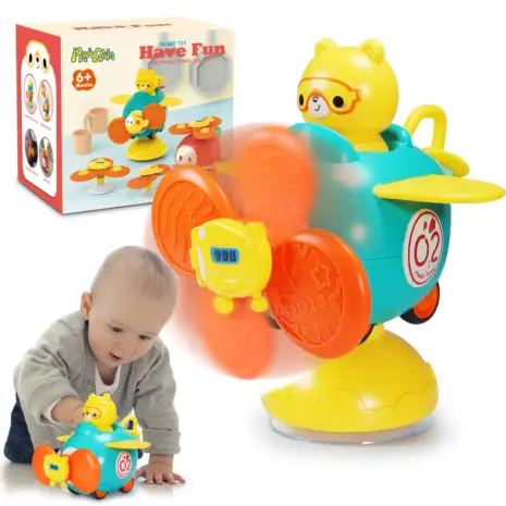 Jucarie interactiva Avionul cu ventuza pentru bebelusi