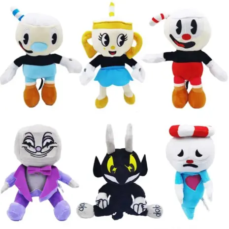 Set 6 Jucarii Pus Copii Cuphead Mugman si Prietenii din desene