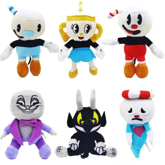 Set 6 Jucarii Pus Copii Cuphead Mugman si Prietenii din desene Set 6 Jucarii Pus Copii Cuphead Mugman si Prietenii din desene