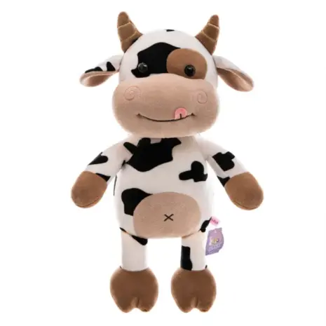 Jucarie din plus Vacuta Vesela Colorata alb-negru 35 cm