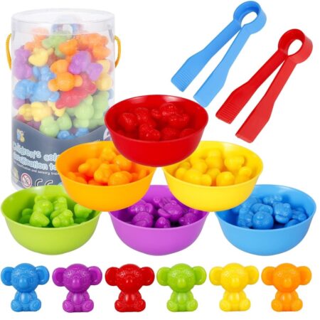 Joc sortare culori Asocierea si Numararea Elefantul Koala 56 piese