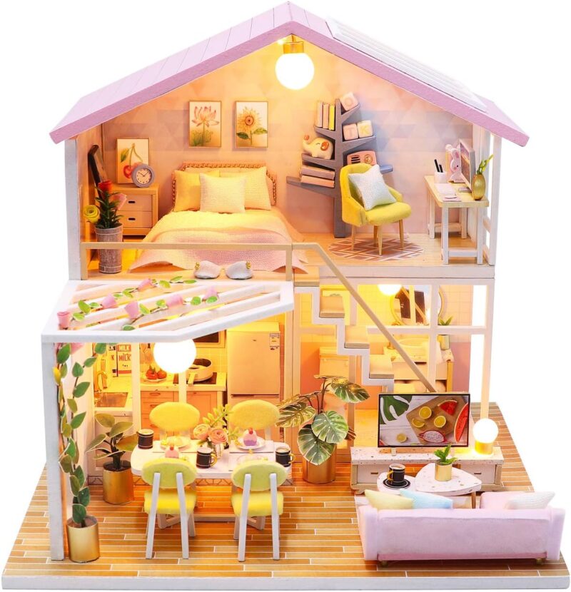casuta-papusilor-roz-luminata-cu-mobilier-lemn-dormitor-bucatarie
