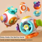 Jucarie interactiva Montessori Minge motrica Busy Board Cub senzorial