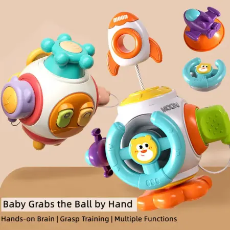 Jucarie interactiva Montessori Minge motrica Busy Board Cub senzorial