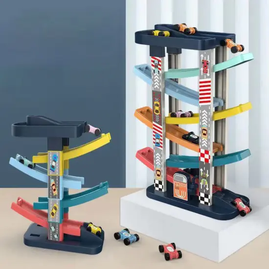 pista-cu-masinute-numerotate-circuit-cu-parcare-7-trasee-colorate