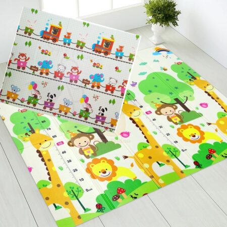 Covoras de joaca pliabil Trenuletul cu animale Padurea fermecata