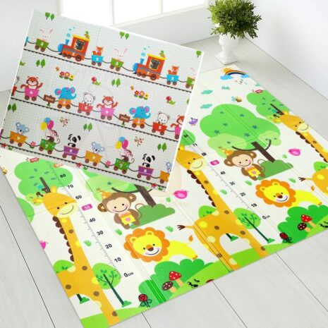 Covoras de joaca pliabil Trenuletul cu animale Padurea fermecata