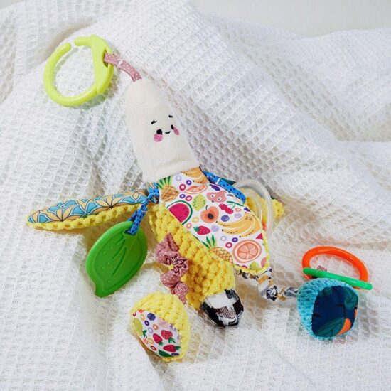 Jucarie Zornaitoare si Dentitie bebe Banana colorata din plus