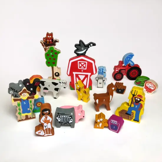 Puzzle educativ Alfabetul A-Z Tetris Ferma Bunicului cu animale