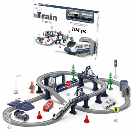 Trenul Politia Circuit electric cu semne de circulatie 104 piese