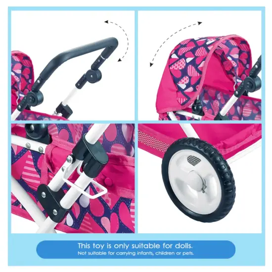 Carucior papusi Jucarie Landou metalic cu suport accesorii