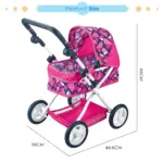 Carucior papusi Jucarie Landou metalic cu suport accesorii