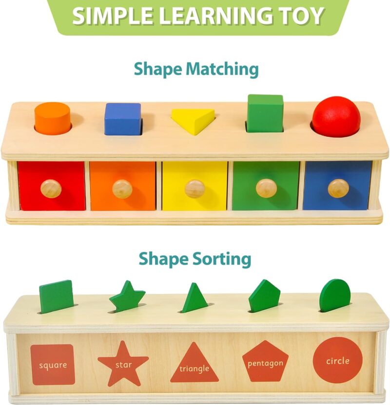 Joc Montessori lemn Sortator forme si culori Cutia permanentei