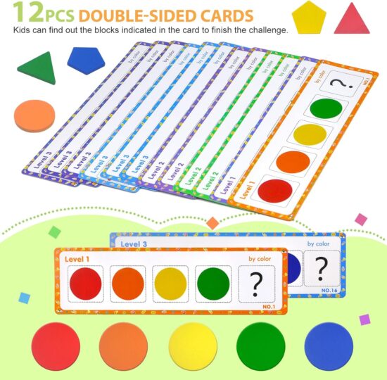 Joc Montessori lemn Sortator forme si culori Cutia permanentei