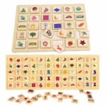 Joc pentru memorie educativ Fructe Cifre Animale din lemn