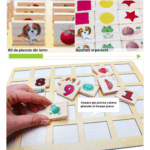 Joc pentru memorie educativ Fructe Cifre Animale din lemn