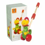 Jucarie de impins lemn Dinozaurul pe roti mobile Orange Tree Toys