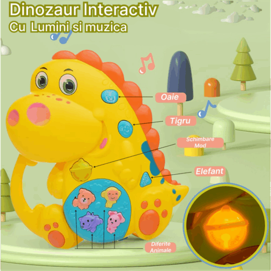 Jucarie interactiva bebe Dinozaur muzical cu Lumini si activitati