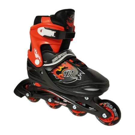 Set Role Reglabile Negru-rosu cu Roti din silicon copii-adulti