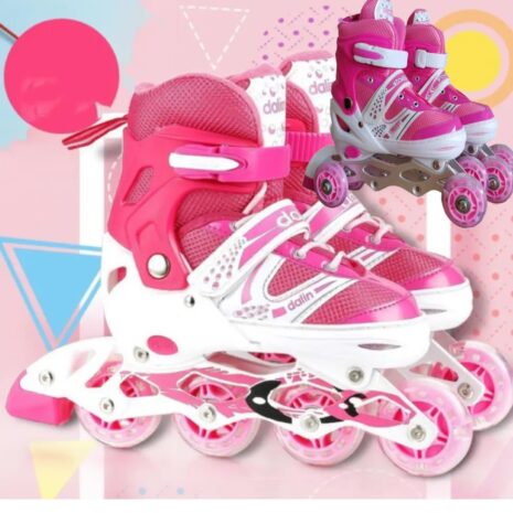 Set Role reglabile Roz Pozitionarea rotilor 2in1 Marime ajustabila