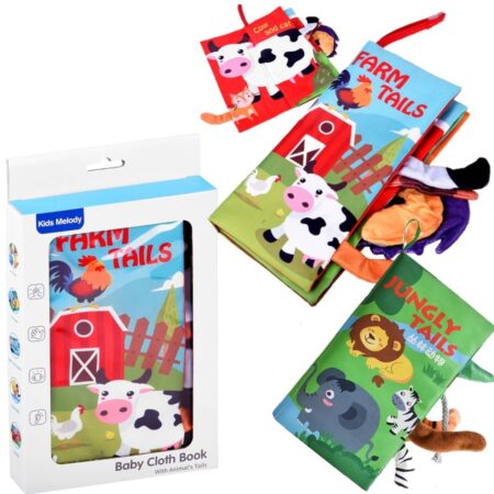 carte-textila-moale-senzoriala-bebe-animale-diferite-cu-codita