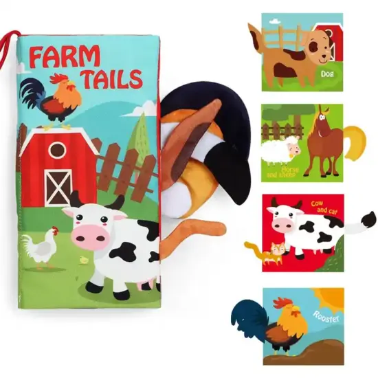 carte-textila-moale-senzoriala-bebe-animale-diferite-cu-codita