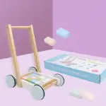 Carucior lemn de impins Cuburi constructie Forme geometrice