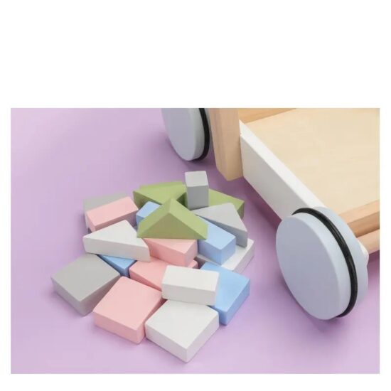 Carucior lemn de impins Cuburi constructie Forme geometrice