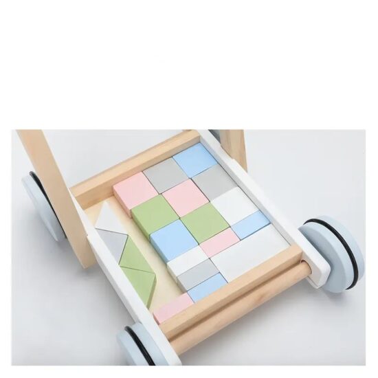 Carucior lemn de impins Cuburi constructie Forme geometrice