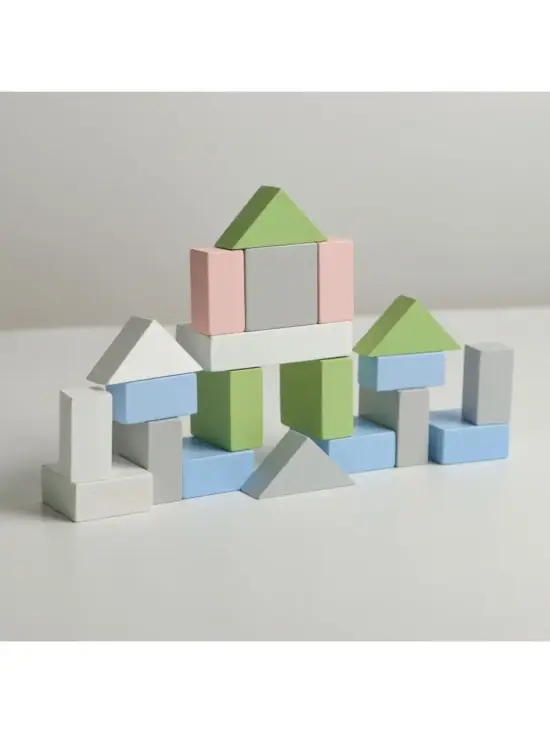 Carucior lemn de impins Cuburi constructie Forme geometrice