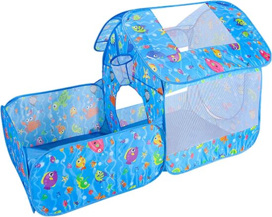 Cort de joaca cu piscina pentru copii Casuta ocean aerisita