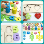 Joc Montessori 6in1 Stivuire Numarare Asociere Pescuit magnetic